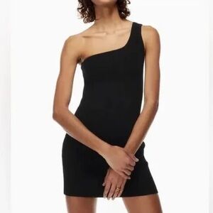 Babaton Sculpt Knit One-Shoulder Black Bodycon Dress Sz M